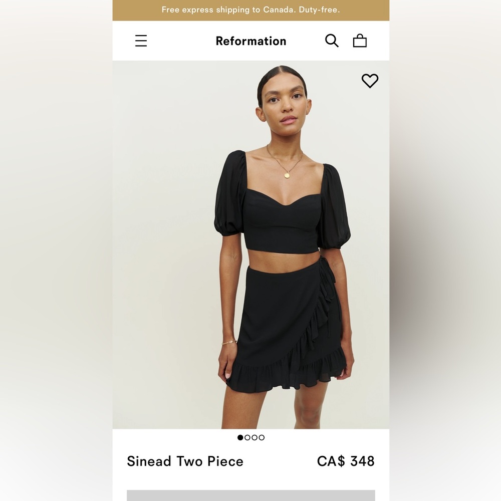 Reformation Sinead 2 piece set | black, size 4